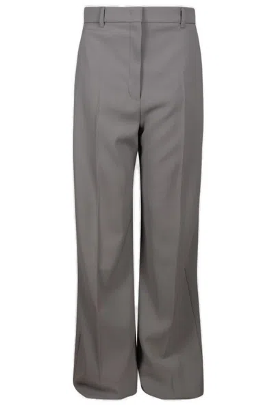 Max Mara Pleated Straight-leg Trousers In Grey