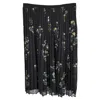 Max Mara Studio Pleated Floral Print Skirt In Black Polyester In Black