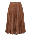 Max Mara Brown Lace Leandro Pleated Midi Skirt In Brown