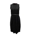 Max Mara Studio Pleated Sleeveless Mini Dress In Black Viscose In Black