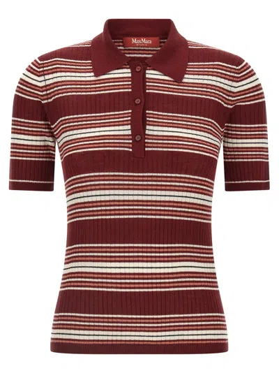 Max Mara Studio Polo Shirt In Burgundy