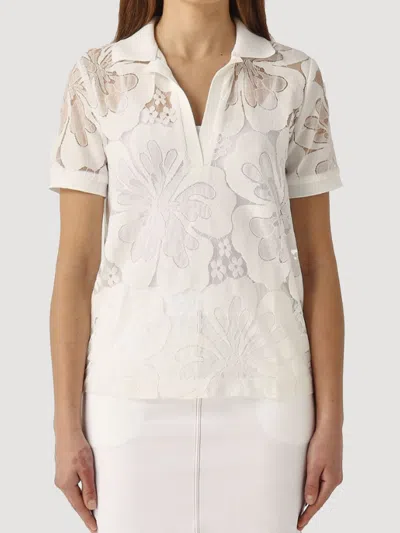 Max Mara Studio Polo Shirt Woman White In Gray