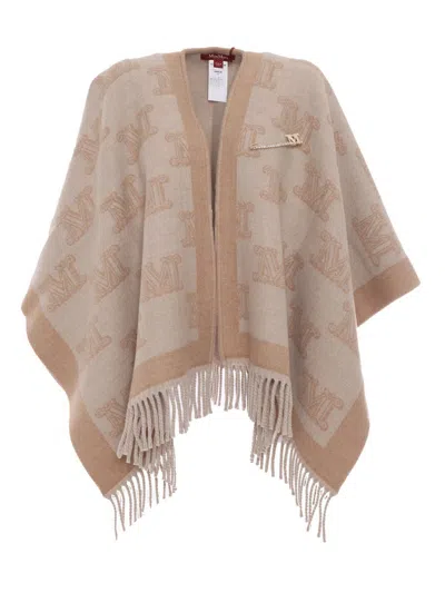 Max Mara Studio Poncho In Beige