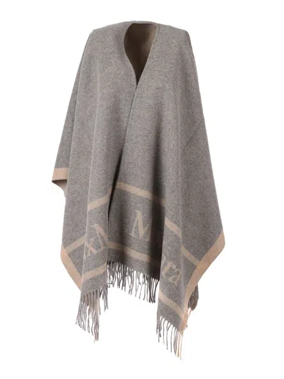 Max Mara Studio Poncho In Gray