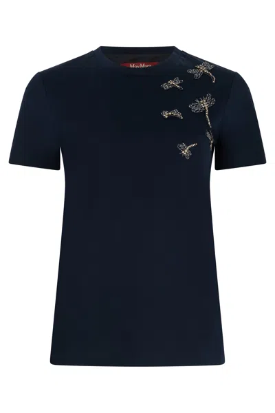 Max Mara Studio Pontile Cotton Crew-neck T-shirt In Black