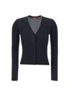 Max Mara Studio Potus Button-up V-neck Cardigan In Blue