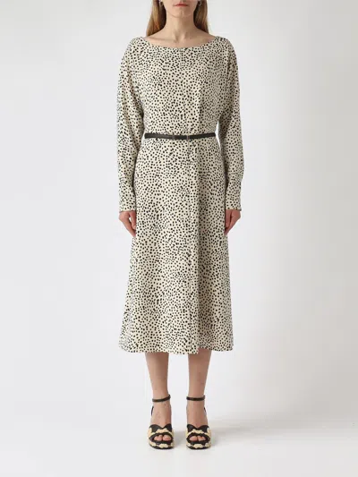 Max Mara Studio Printed Twill Midi Dress In Multi