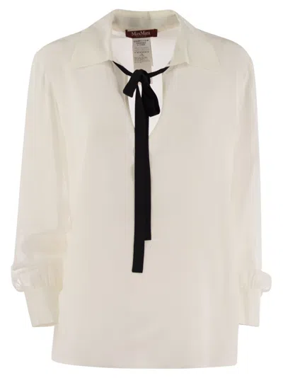 Max Mara Studio Ubicato - Silk Blouse With Tie In White