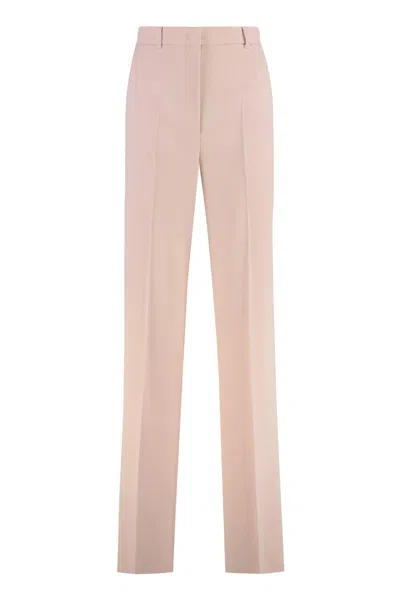 Max Mara Studio Quasar Virgin Wool Trousers In Pink