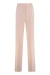 Max Mara Studio Quasar Virgin Wool Trousers In Pink