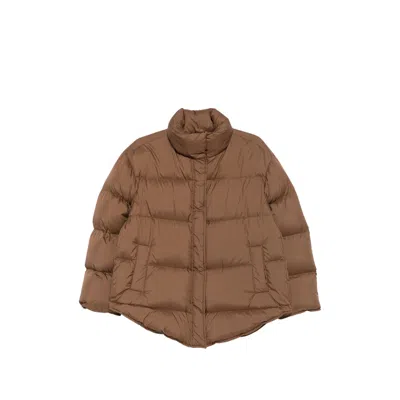 Max Mara Studio Quilted Down Jacket In Brown