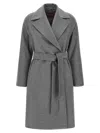 Max Mara Woven Draped Wool Coat In Gray