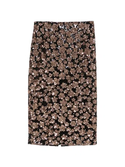 Max Mara Studio Regular Fit Embroidered Tulle Mini Skirt In Nero