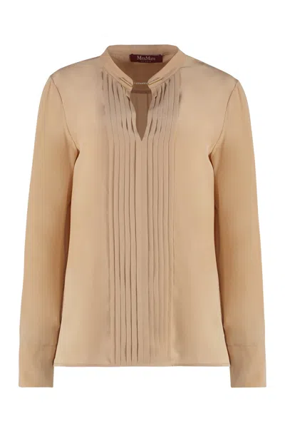 Max Mara Studio Rennes Silk Shirt In Brown
