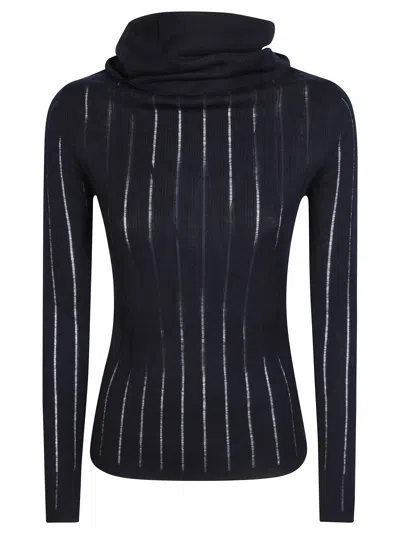Max Mara Studio Ribbed Boat-neck Sweater In Blue