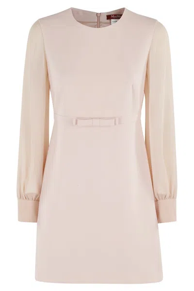 Max Mara Studio Ritmo Crewneck Long-sleeved Dress In Beige