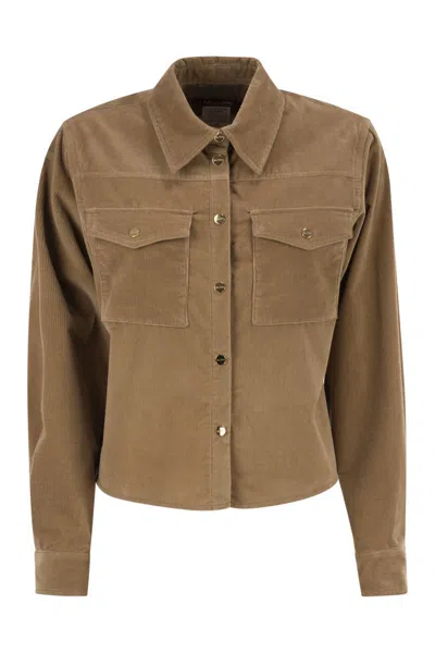 Max Mara Studio Rivolo Ribbed Shirt In Brown