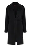 Max Mara Studio Robe Coat In Beaver Wool In Black