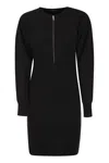 Max Mara Studio Zip Detailed Crewneck Long In Black