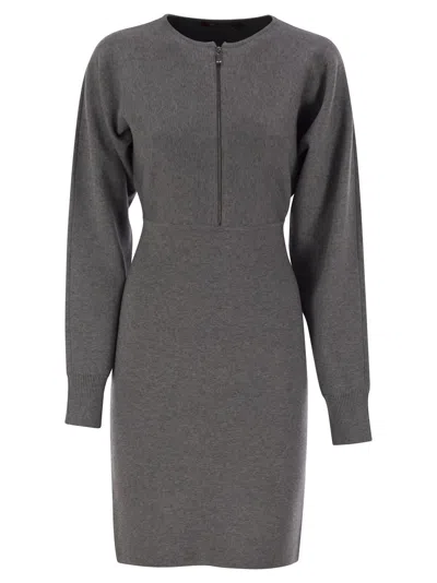 Max Mara Studio Rodi - Wool And Viscose Knit Dress In Grey