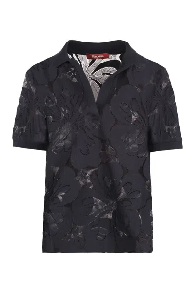 Max Mara Studio Romeo Lace Polo In Black