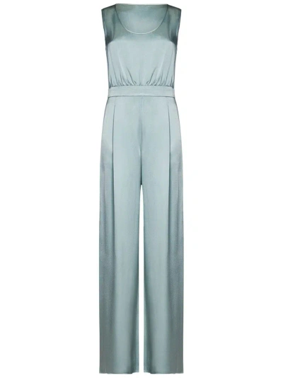 Max Mara Studio Round Neck Sleeveless Jumpsuit In Blue