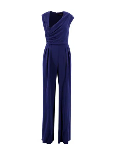 Max Mara Draped Jumpsuit In Cady In Blue