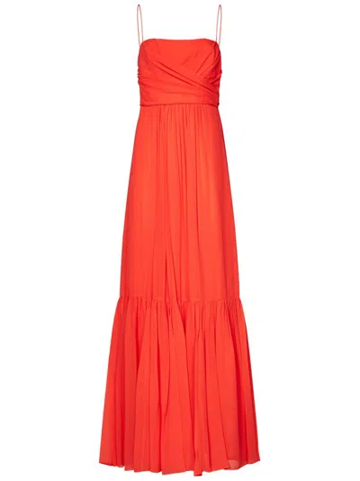 Max Mara Draped Georgette Dress In Red