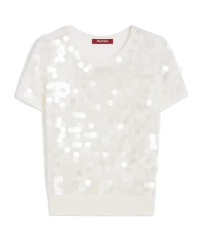 Max Mara Studio Saio Sequin Embellished Jumper In White