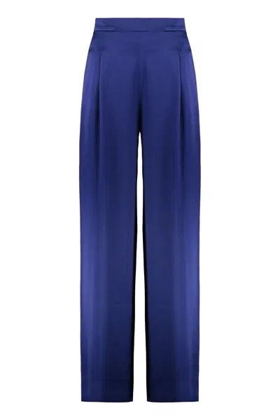 Max Mara Studio Satin Trousers With Side Pockets In Brown