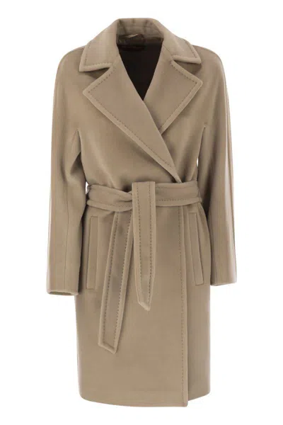 Max Mara Studio Scire - Wool Beaver Dressing Gown Coat In Neutral