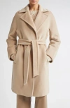 Max Mara Studio Scire Belted Virgin Wool Wrap Coat In Neutral
