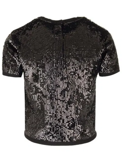 Max Mara Sequin Crewneck Top In Black