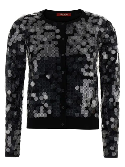 Max Mara Studio Sequin-embellished Wool Cardigan In Black