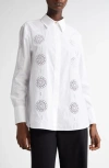 Max Mara Studio Sesia Cutwork Embroidered Button-up Shirt In Optical White