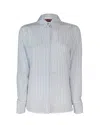 Max Mara Lama Shirt In Blue Crêpe De Chine In Blue