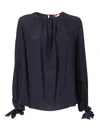 Max Mara Edotto Tie-detail Top In Blue