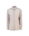 Max Mara Gong Shirt With Leather Stripe In Brown