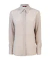 Max Mara Gong Shirt With Leather Stripe In Nude