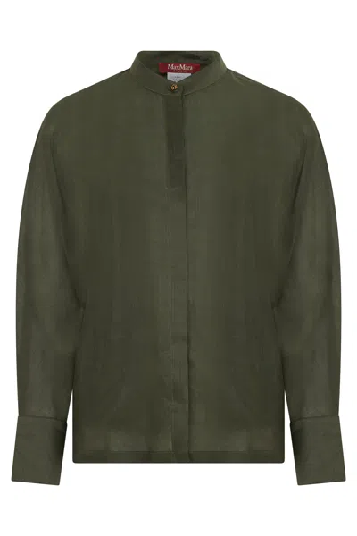 Max Mara Studio Shirt With Korean Collar In Green