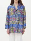 Max Mara Studio Woman Shirt Blue Size 4 Silk In Blue