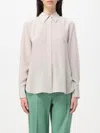 Max Mara Gong Shirt With Leather Stripe In Brown