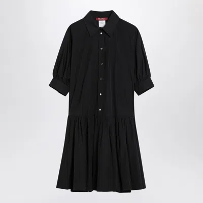Max Mara Studio  Short Black Shirt Dress In Cotton