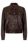 Max Mara Studio Short Leather Jacket In Multi