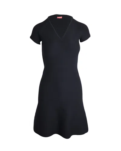 Max Mara Studio Short-sleeved V-neck Dress In Black Viscose