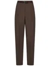 Max Mara Wide Leg High Waist Trousers With Front Crease In Brown