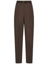 Max Mara Wide Leg High Waist Trousers With Front Crease In Brown
