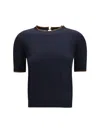 Max Mara Studio Silk And Wool T-shirt In Blue