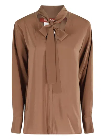 MAX MARA MAX MARA STUDIO SILK BLOUSE WITH BOW COLLAR