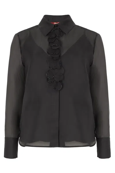 Max Mara Studio Silk Chiffon Shirt In Black